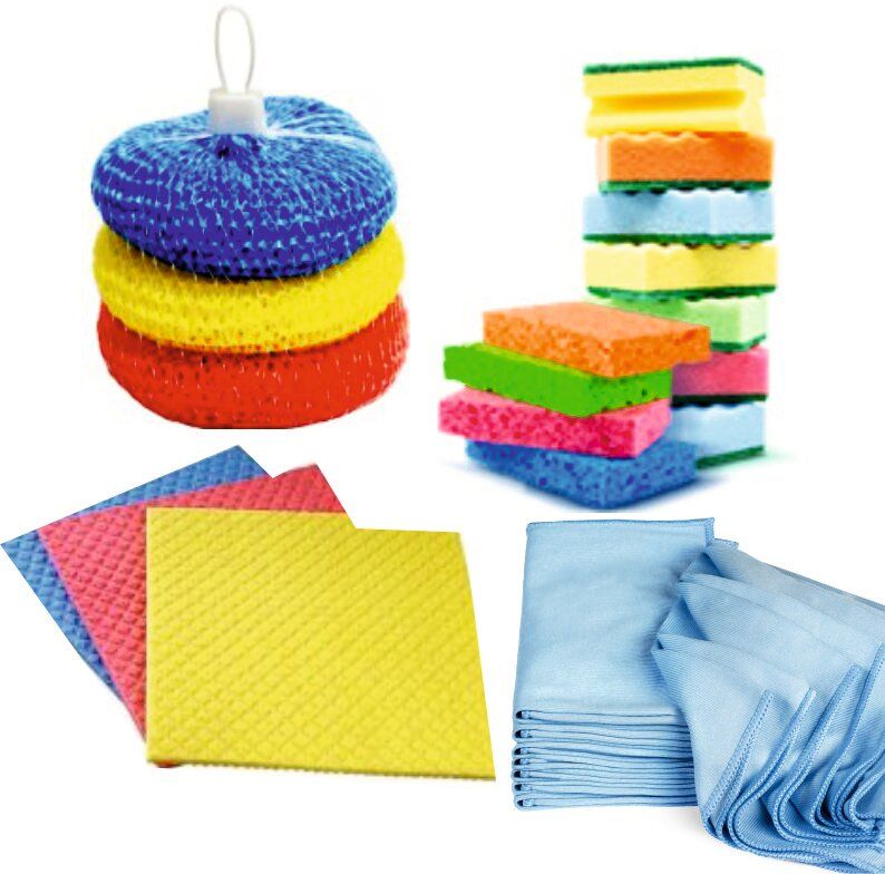 Ганчірки, губки, вологі серветки, рушники